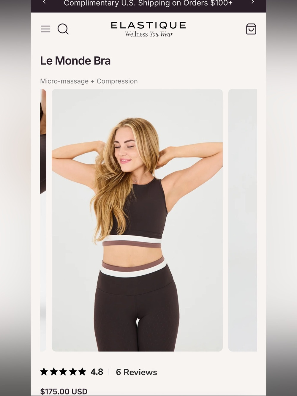 $175 Elastique Le Monde Bra M Brown with White Trim